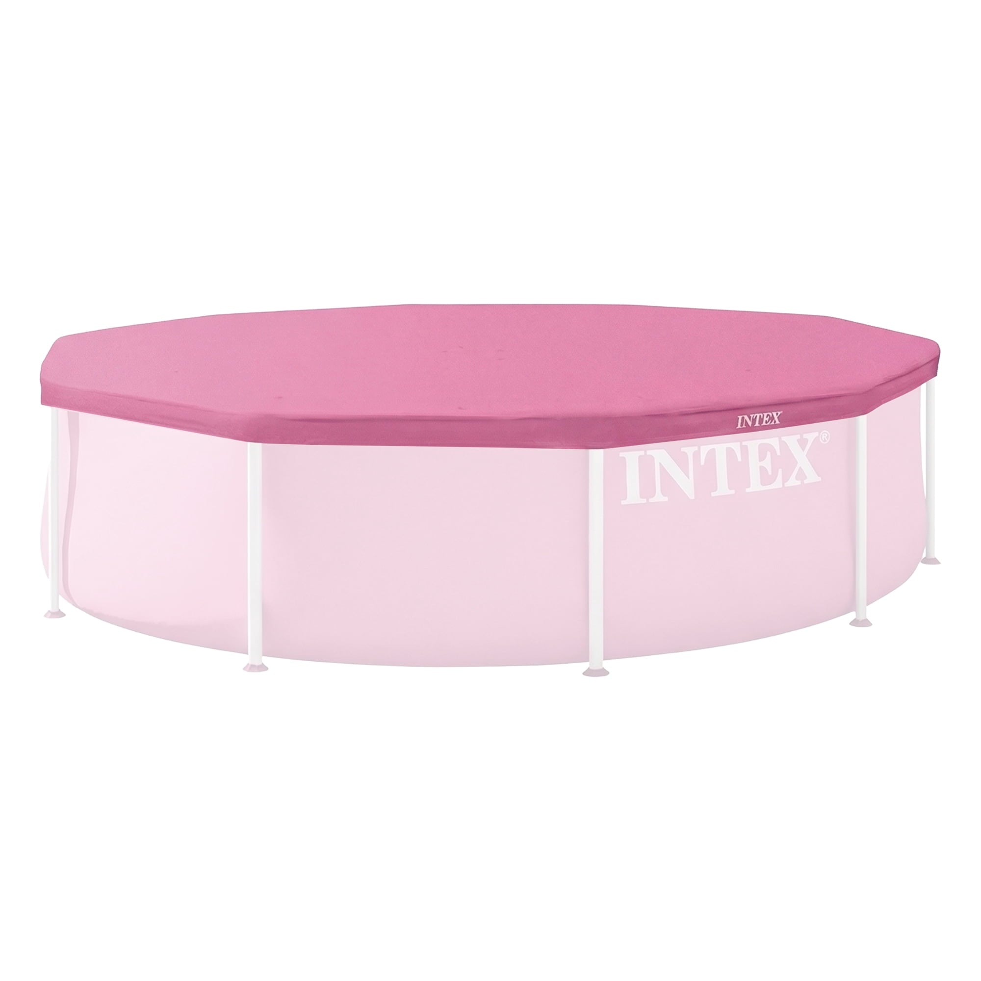 INTEX 10 Foot Pool Cover for Round Metal Frame Outdoor Backyard Swimming Pool, Pink