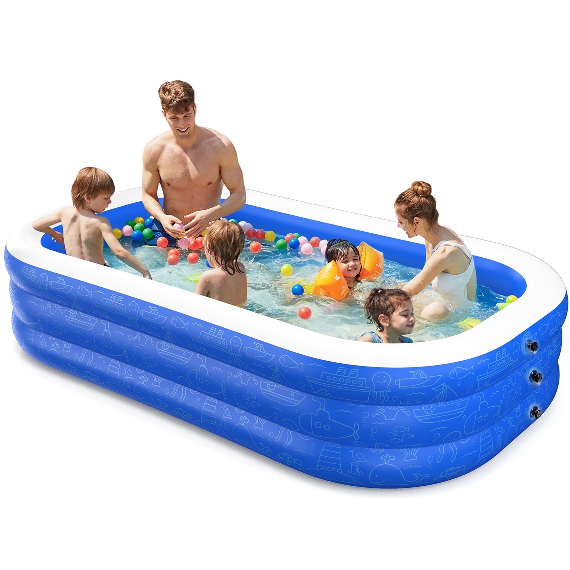 TaoTronics Inflatable Swimming Pools, 120'' x 72'' x 20'' Blow up Swimming Pools, Kiddie Pool Large Size Thickened Blow up Swimming Pools Play Center for Kids Children Family Outdoor Garden Backyard