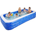 TASKBAY Inflatable Pool for Kids and Adults, 118 X 67.7 X 22 Oversized Thickened Family Blow Up Swimming Pool for Outdoor, Garden, Backyard, Blue