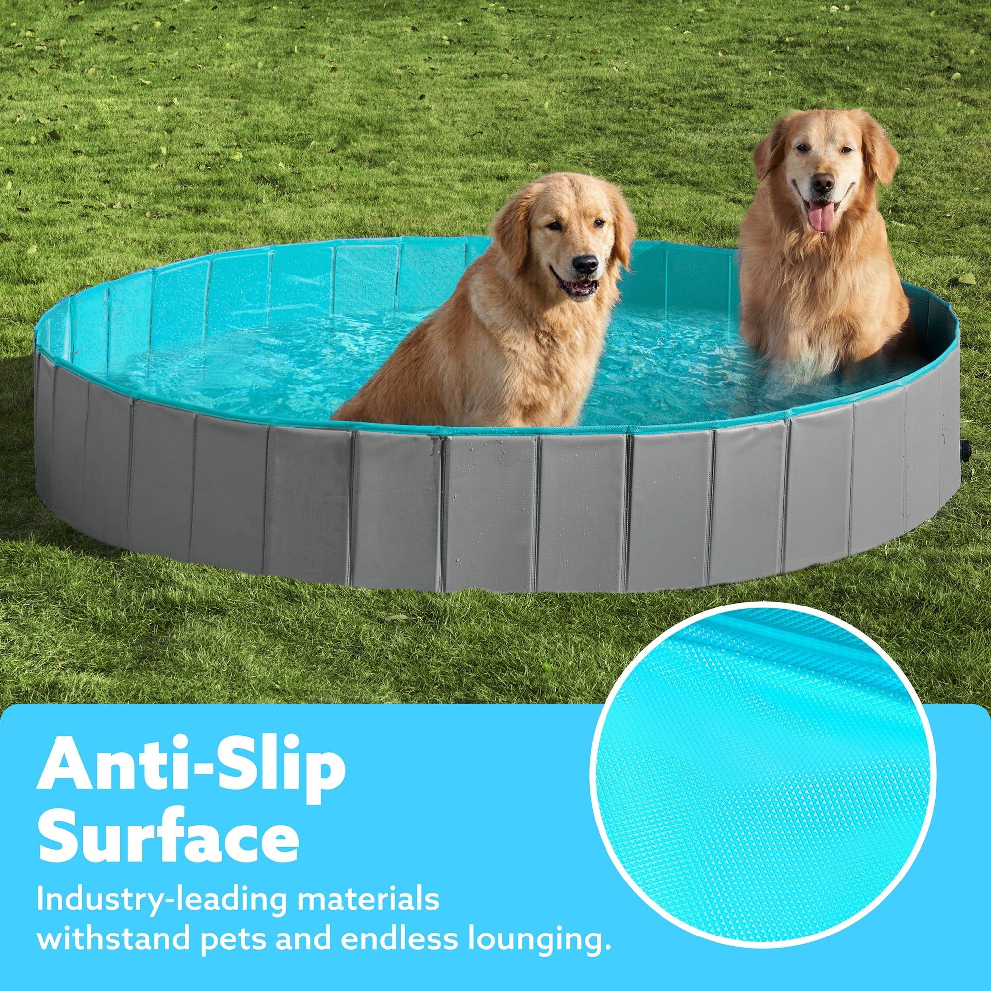 JOYFY Foldable Pool Plastic Kiddie Pool, Portable Doggie Swimming Pool for Dogs Cats and Kids(63 x 12, Blue)