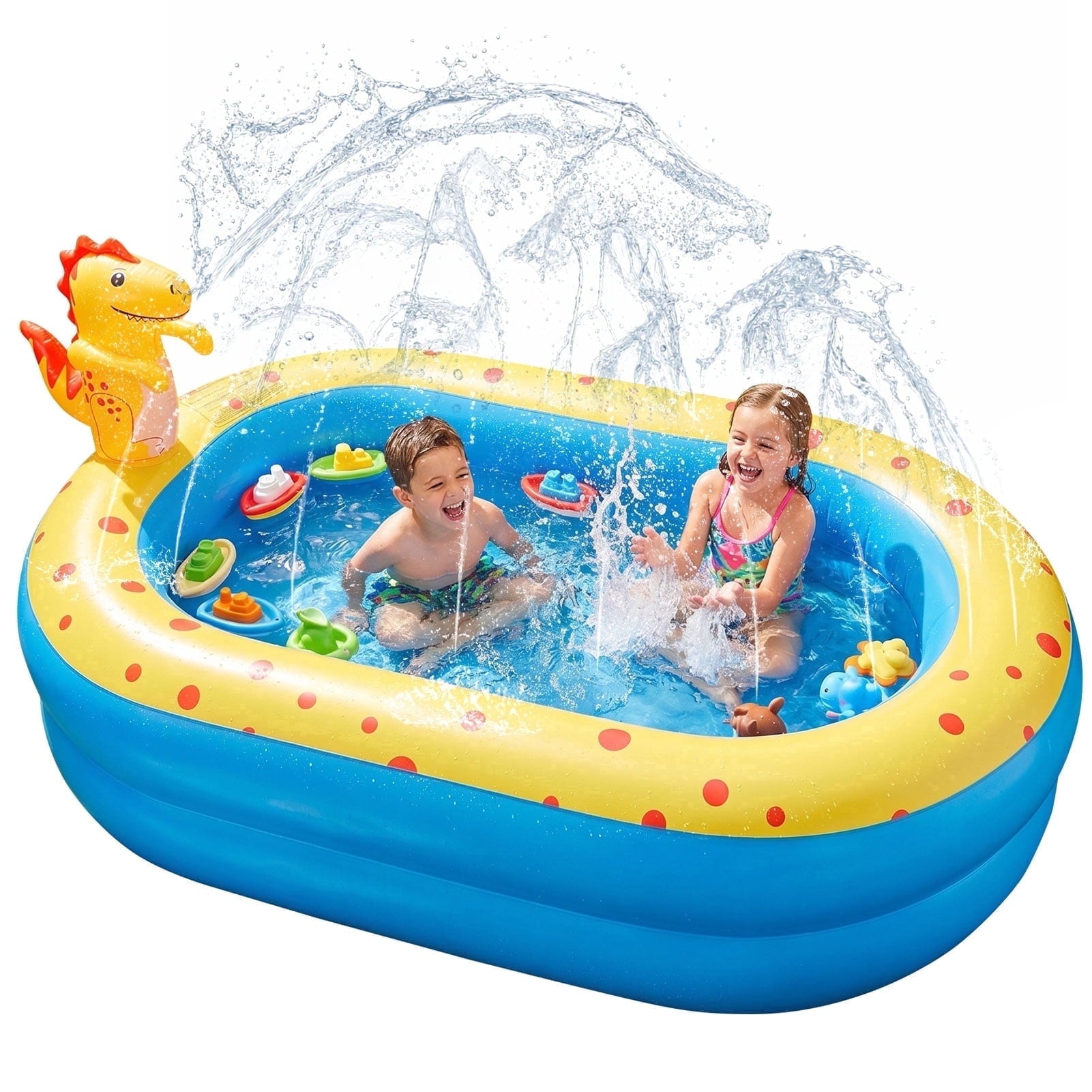 Livhil Inflatable Swimming Pool for Kids with Sprinkler, Kiddie Pools 67x41x32in Family Size Backyard Summer Water Play, Dolphin