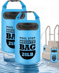 MM 2 pack 25lb Heavy Duty Pool Ladder Weights,Sand Fillable Universal Sand Bags Step Anchors,500D PVC Durable Waterproof&Foldable Sandbags for Above Ground Swimming Pools Stair,with Handle(Sky Blue)