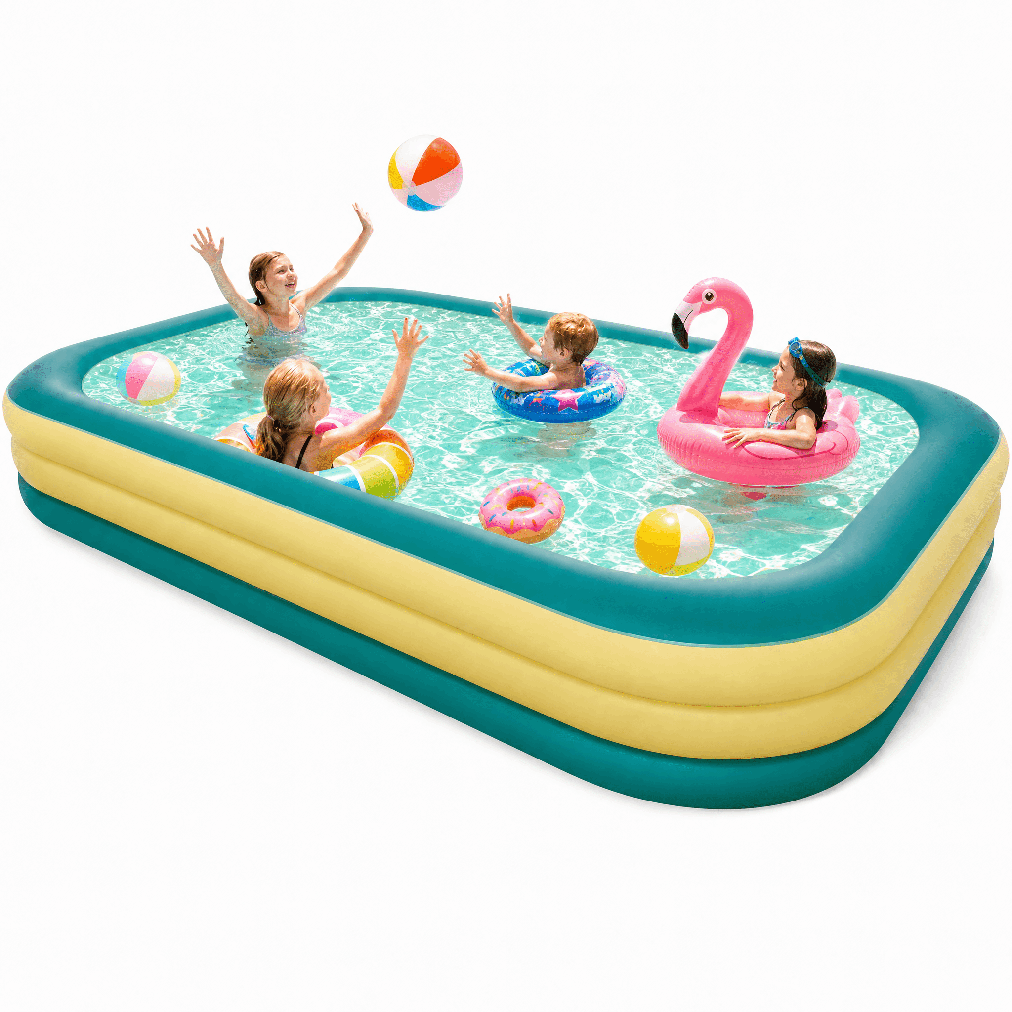 Naipo Inflatable Swimming Pool 120x72x22 Blow up Pool , Full-Sized Above Ground Family Pool, Summer Water Party, Backyard, Outdoor Beach Garden Lawn , Yellow
