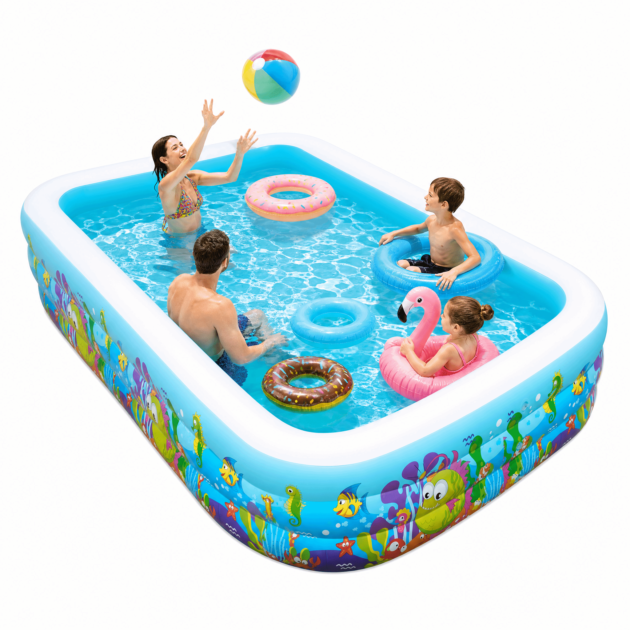 Naipo Inflatable Swimming Pool for Kids and Adults, 120x72x22 Oversized Thickened Family Swimming Pool for Toddlers, Outdoor, Garden, Backyard, Summer Water Party, Cartoon Patterns