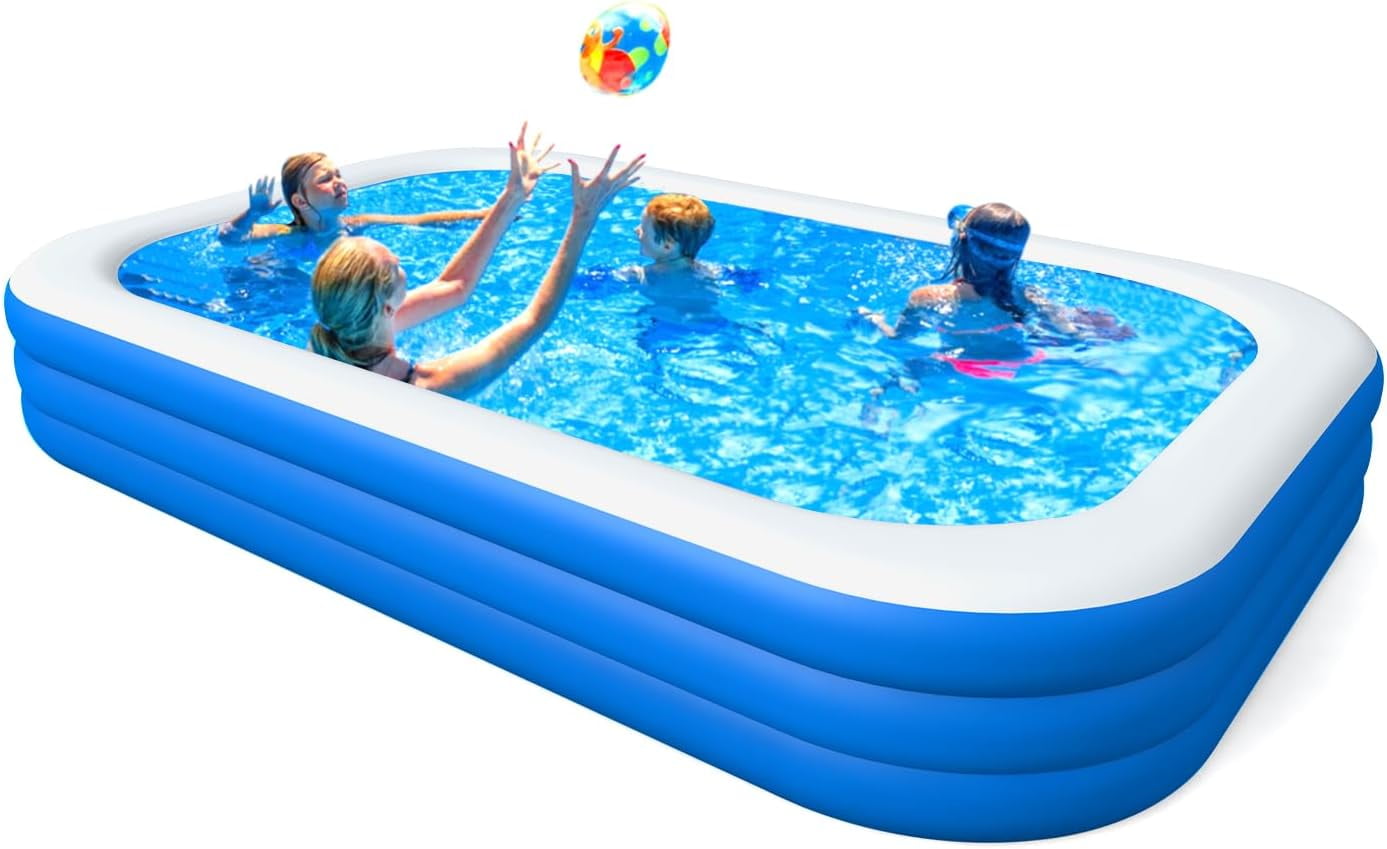 Cowin Inflatable Swimming Pool for Kids Adults, 120 x 72 x 22 Blow up Pool, Family Inflatable Swimming Pools for Backyard, Blue
