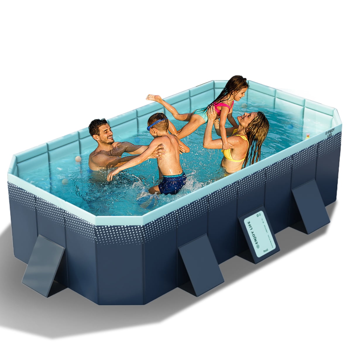 SLLINGLUO Foldable Swimming Pool,Outdoor Non-Inflatable Sturdy PVC Pools for Adults and Kids