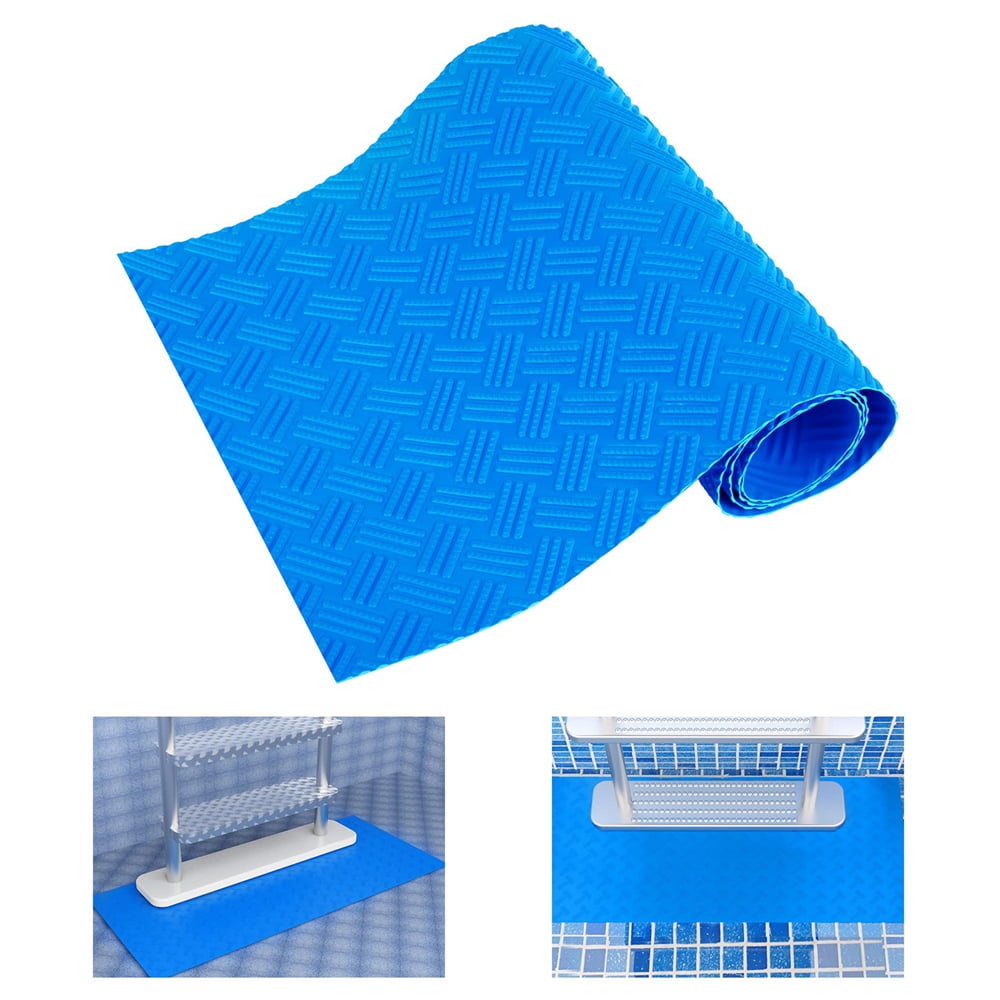 Swimming Pool Ladder Mat - Protective Pool Ladder Pad Step Mat with Non-Slip Texture, Blue Small 24 inch X 9 inch (Willow-1PC)