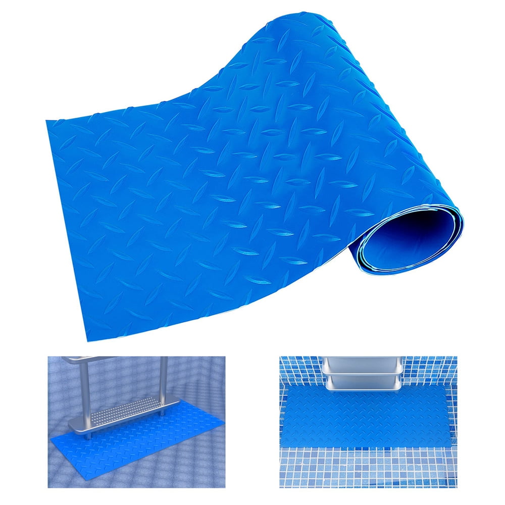 Swimming Pool Ladder Mat - Protective Pool Ladder Pad Step Mat with Non-Slip Texture, Blue Small 24 inch X 9 inch (Willow-1PC)