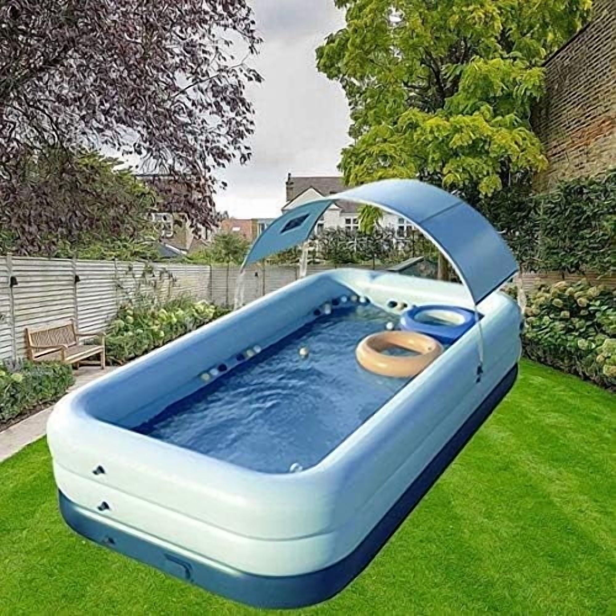YUEWO Foldable PVC Swimming Pool Hard Plastic Shell Portable Swimming Pool for Adults Blow Up Pool for Family Garden Backyard (2.6m/102in,Pink)