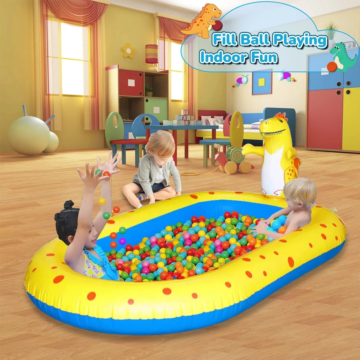 Teblint Inflatable Pool, 67'' x 41'' x 26'' Sprinkler Swimming Pool, Spray Kiddie Pool, Play Center Water Toys for Backyard Lawn, Above Ground, Outdoor