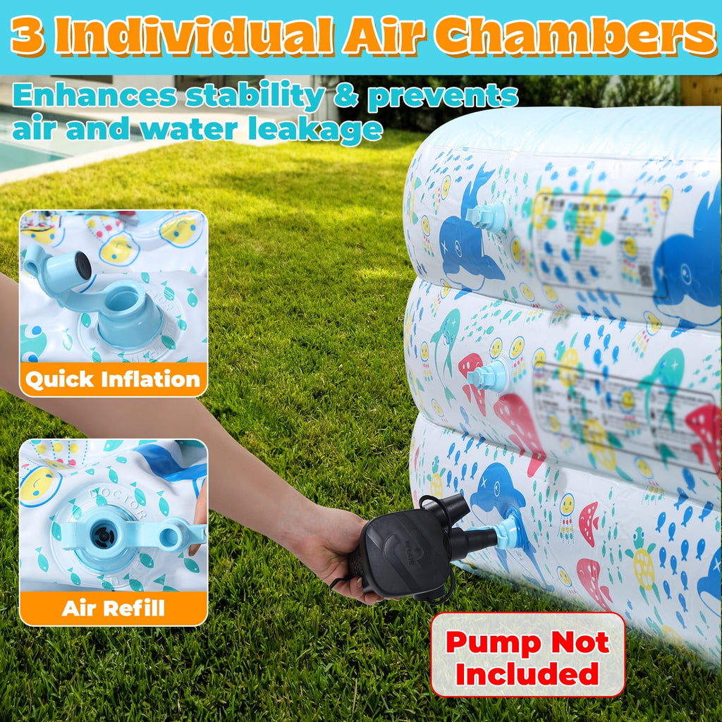 WonderStone 2 in 1 Inflatable Pool with Sprinkler, 118''x 71''x 24'' Oversizd Thickened Family Swimming Pool, Blow up Pool for Adult Kids Children Summer Outdoor Garden Backyard