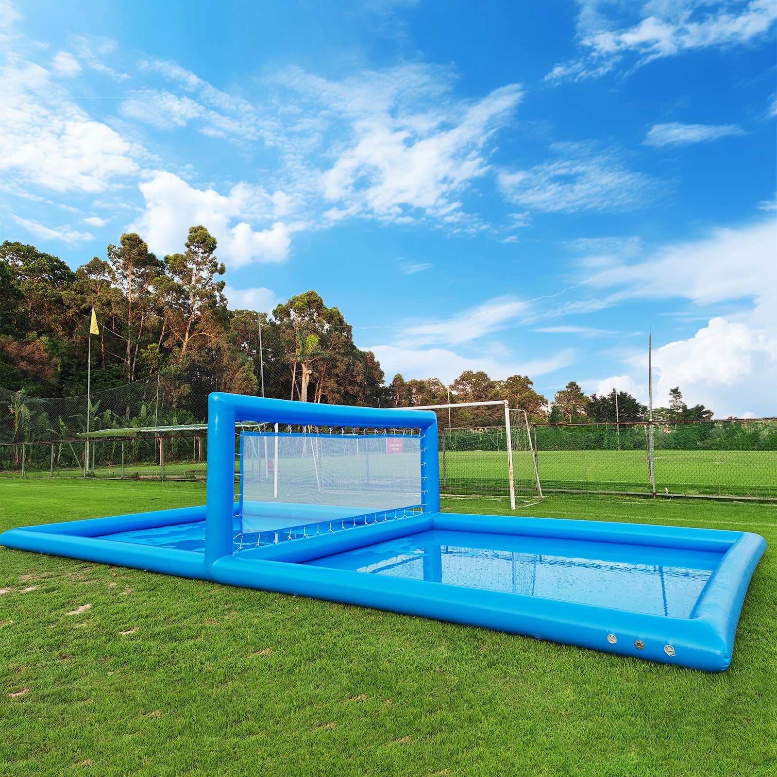 Relunch 33FT Inflatable Volleyball Court, 2 in 1 Volleyball Pool Football Court Water Soccer Field with 800W Blower for Beach Backyard Outdoor Summer Party ,33ft(L) x 16.5ft(W) x 7ft(H)