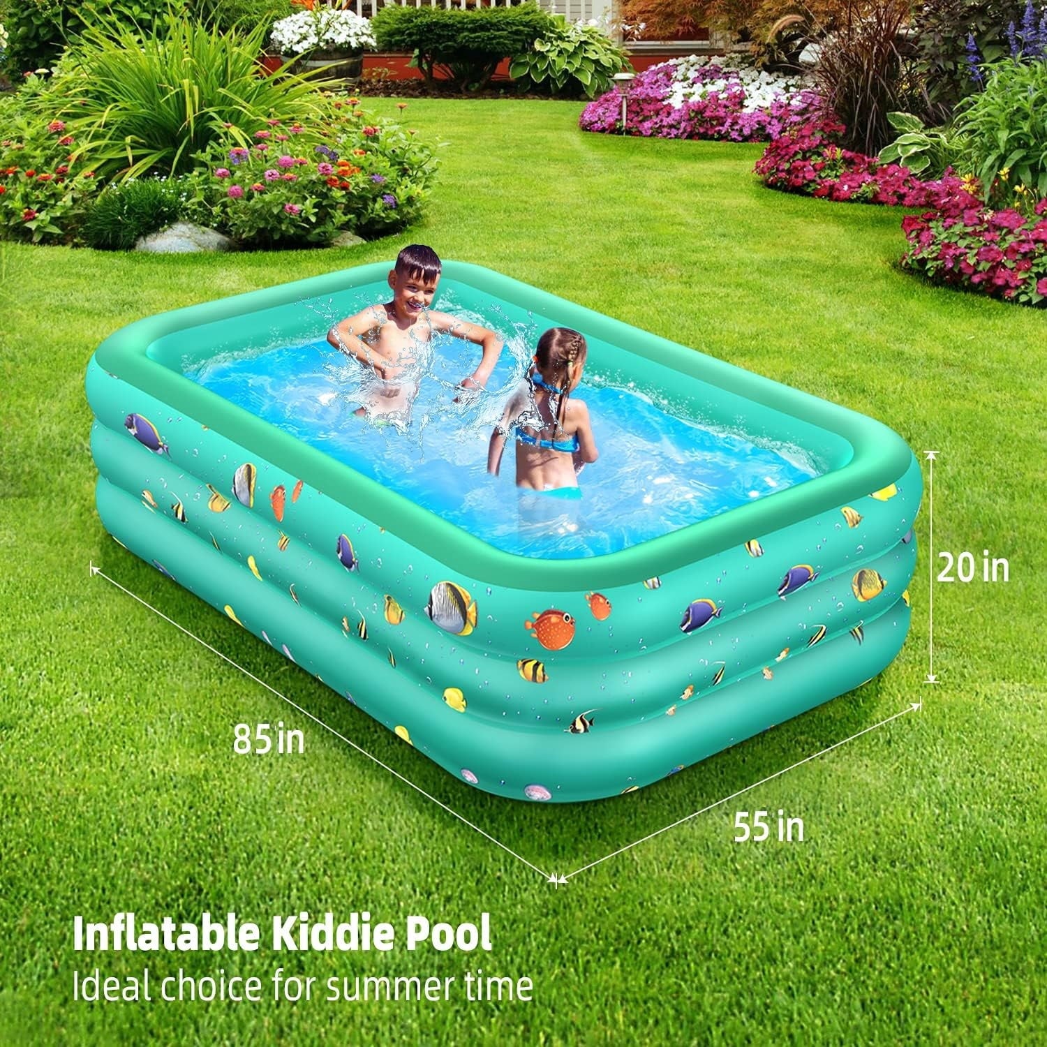 GVDV Inflatable Pool, 9.83 x 6 x 1.83 ft Family Swimming Pools for Kids, Toddlers, Infant, Adult, Rectangular, Thickened