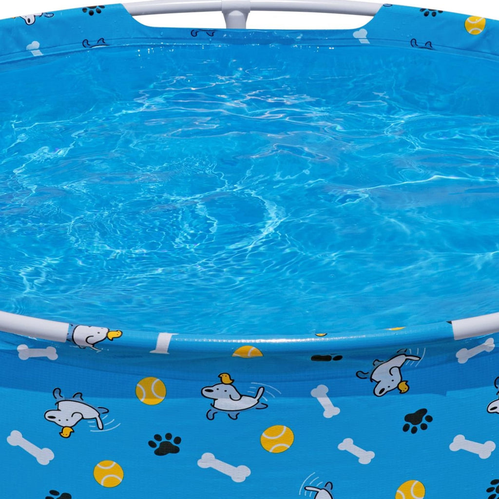 H2OGO! Fetchin' Fun Pet Play Pool - Blue, 48 Dog Splash-Swim-Wade Tub, Bone-Ball- Paw Print, Metal Frame, Tritech Liner, Outdoor Animal Water Play