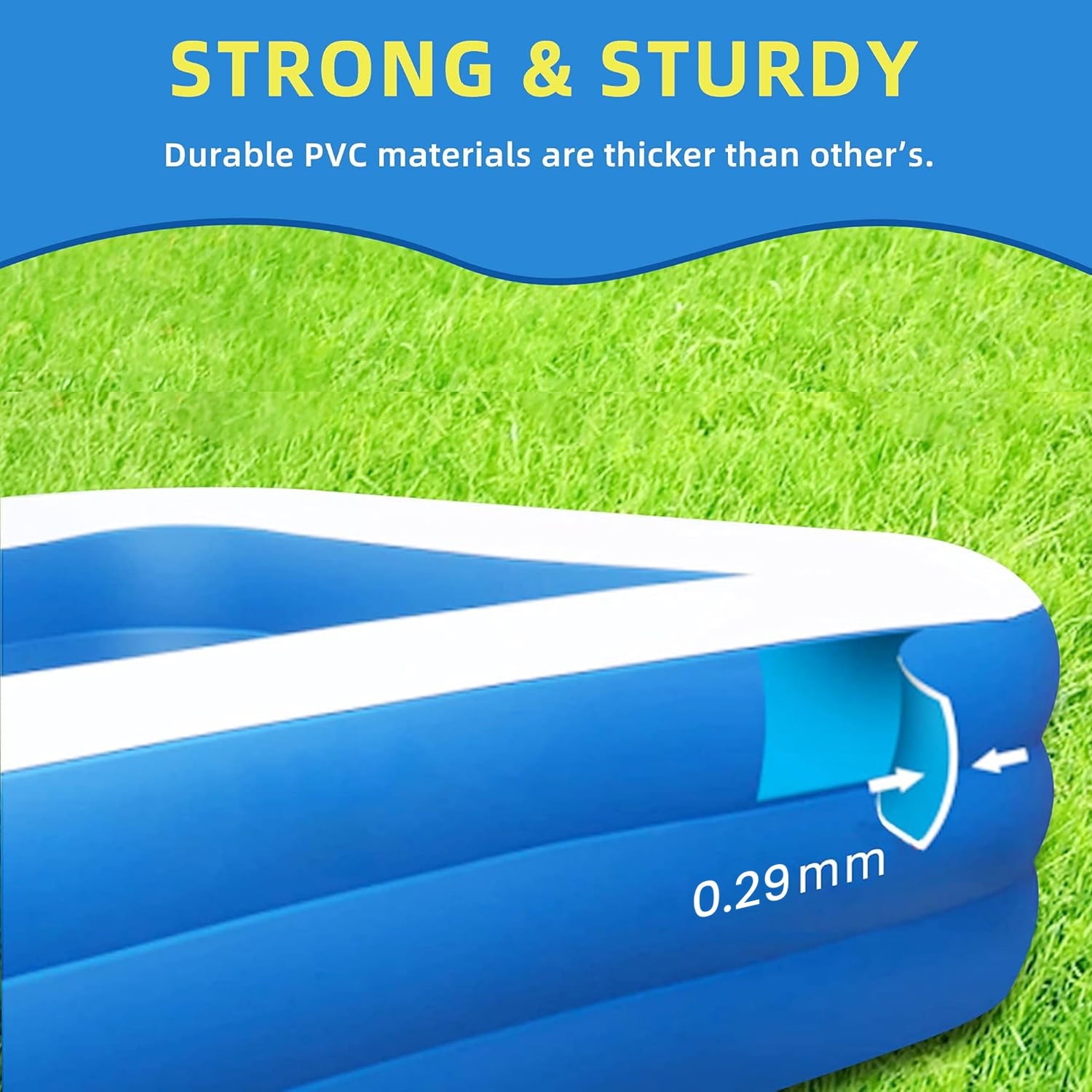 Cowin Inflatable Swimming Pool for Kids Adults, 120 x 72 x 22 Blow up Pool, Family Inflatable Swimming Pools for Backyard, Blue