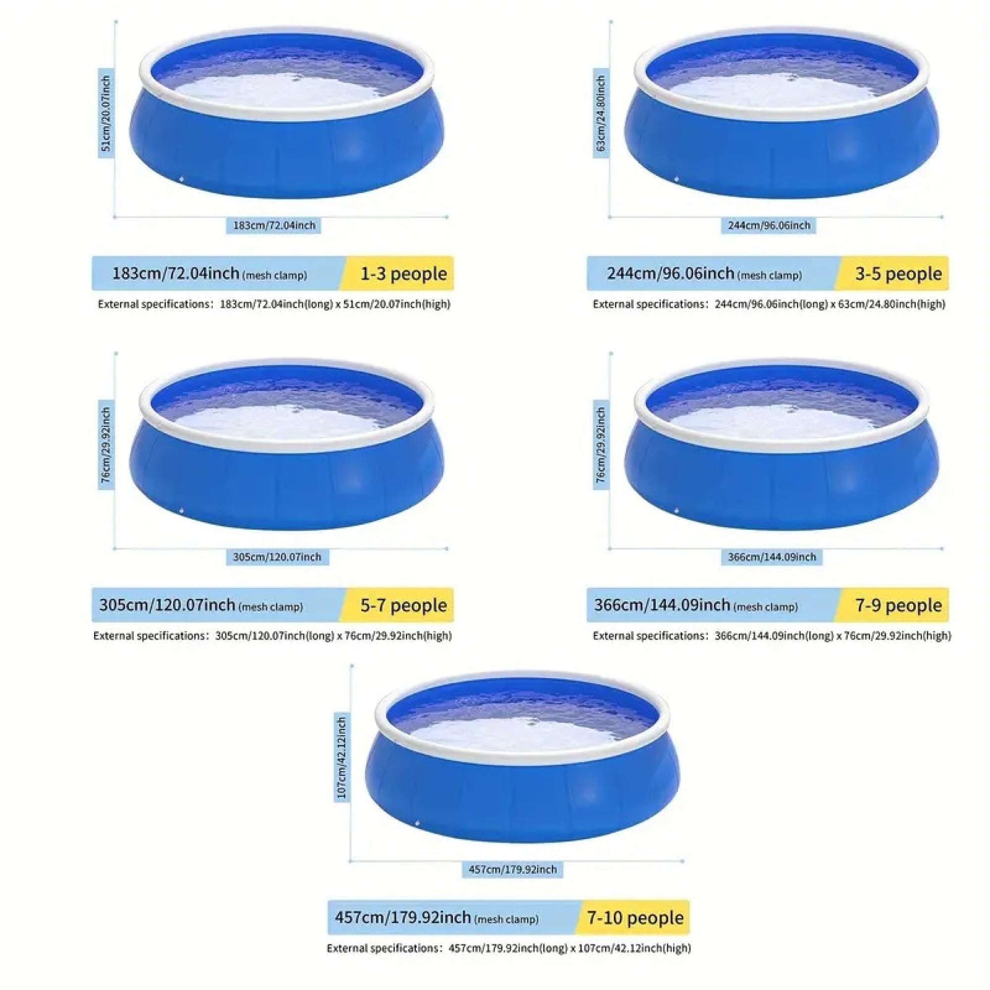 12FT Butterfly Coil Mesh Inflatable Pool 366x76cm Large Blow Up Swimming Pool Family Summer Water Pool for Backyard Outdoor Garden