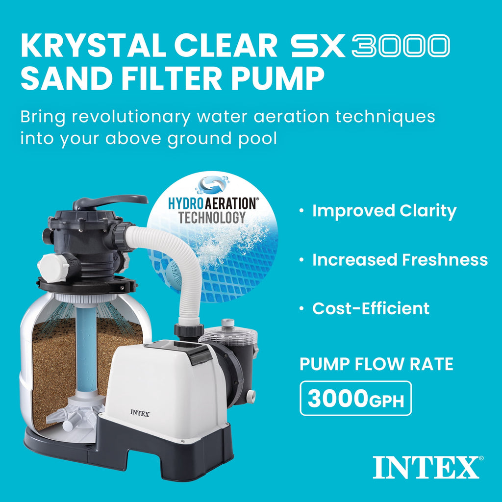Intex10 inch Krystal Clear Sand Filter Pool Pump, 1500 Gph Motor 1200 GPH System Flow Rate with GFCI, 110-120 V