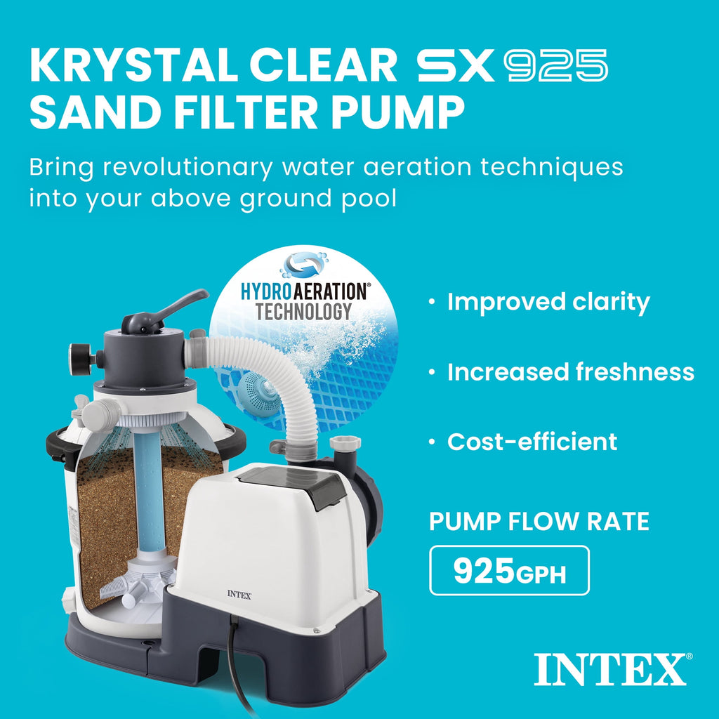 Intex10 inch Krystal Clear Sand Filter Pool Pump, 1500 Gph Motor 1200 GPH System Flow Rate with GFCI, 110-120 V