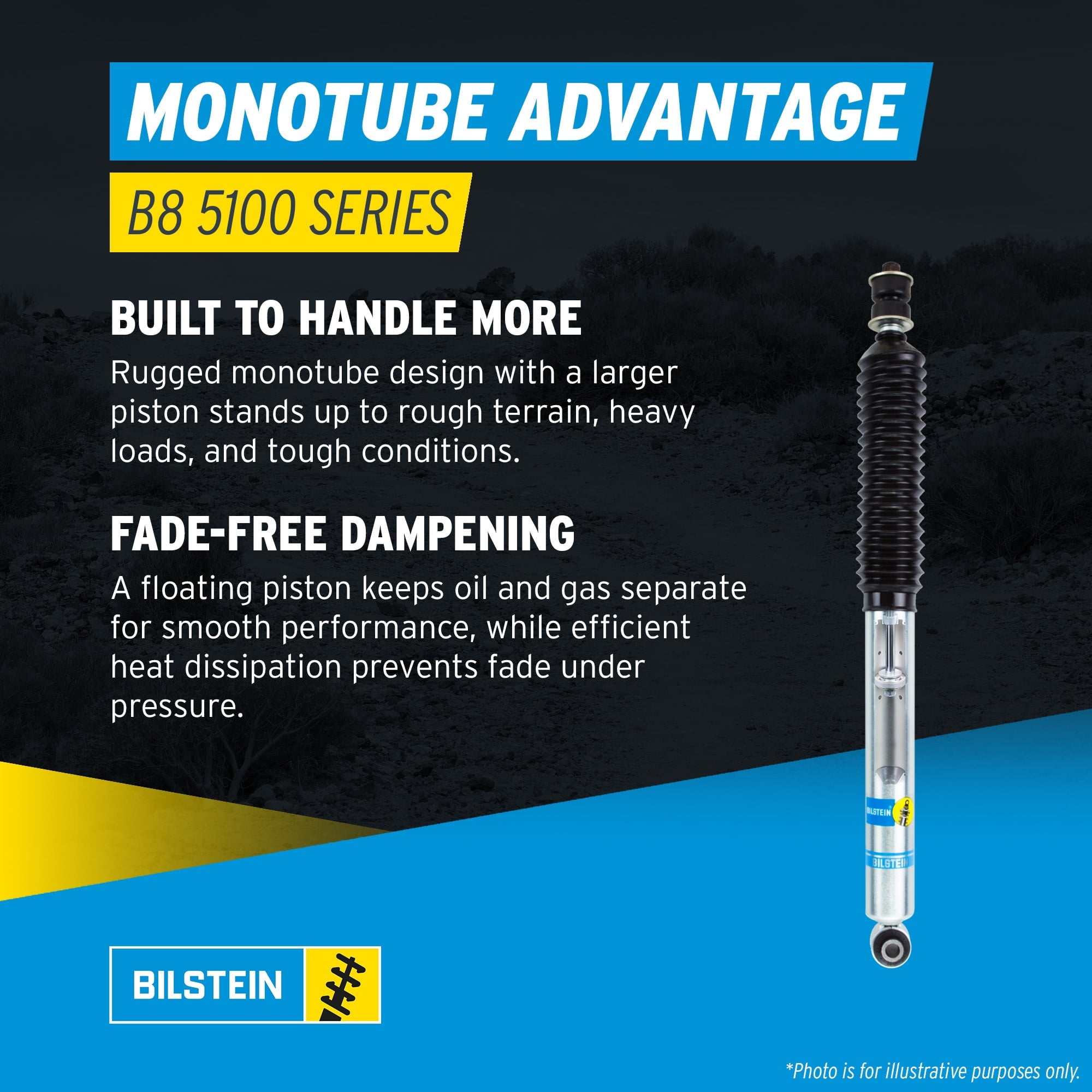 Bilstein Pair of Rear B8 5100 Series Shocks Compatible with 1999-2016 F250/F350 4WD with 0-1 Rear Lift