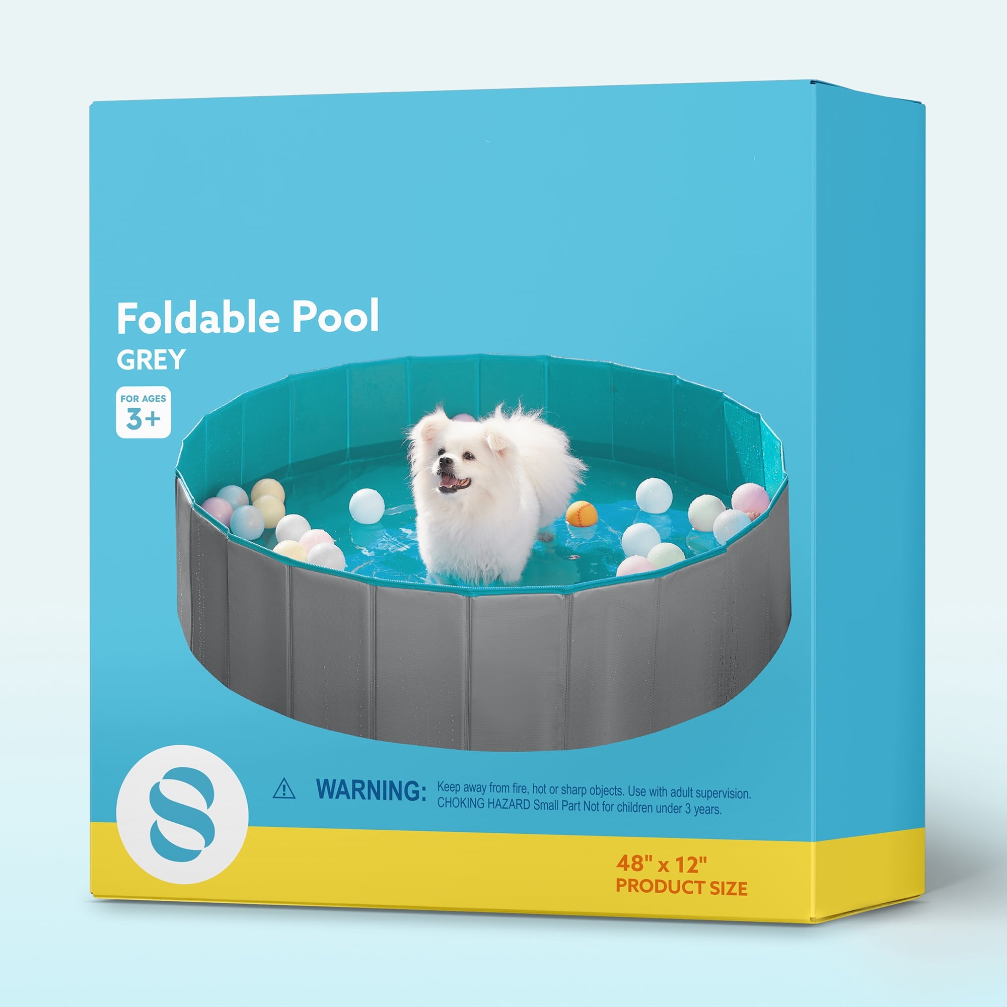 JOYFY Foldable Pool Plastic Kiddie Pool, Portable Doggie Swimming Pool for Dogs Cats and Kids(63 x 12, Blue)