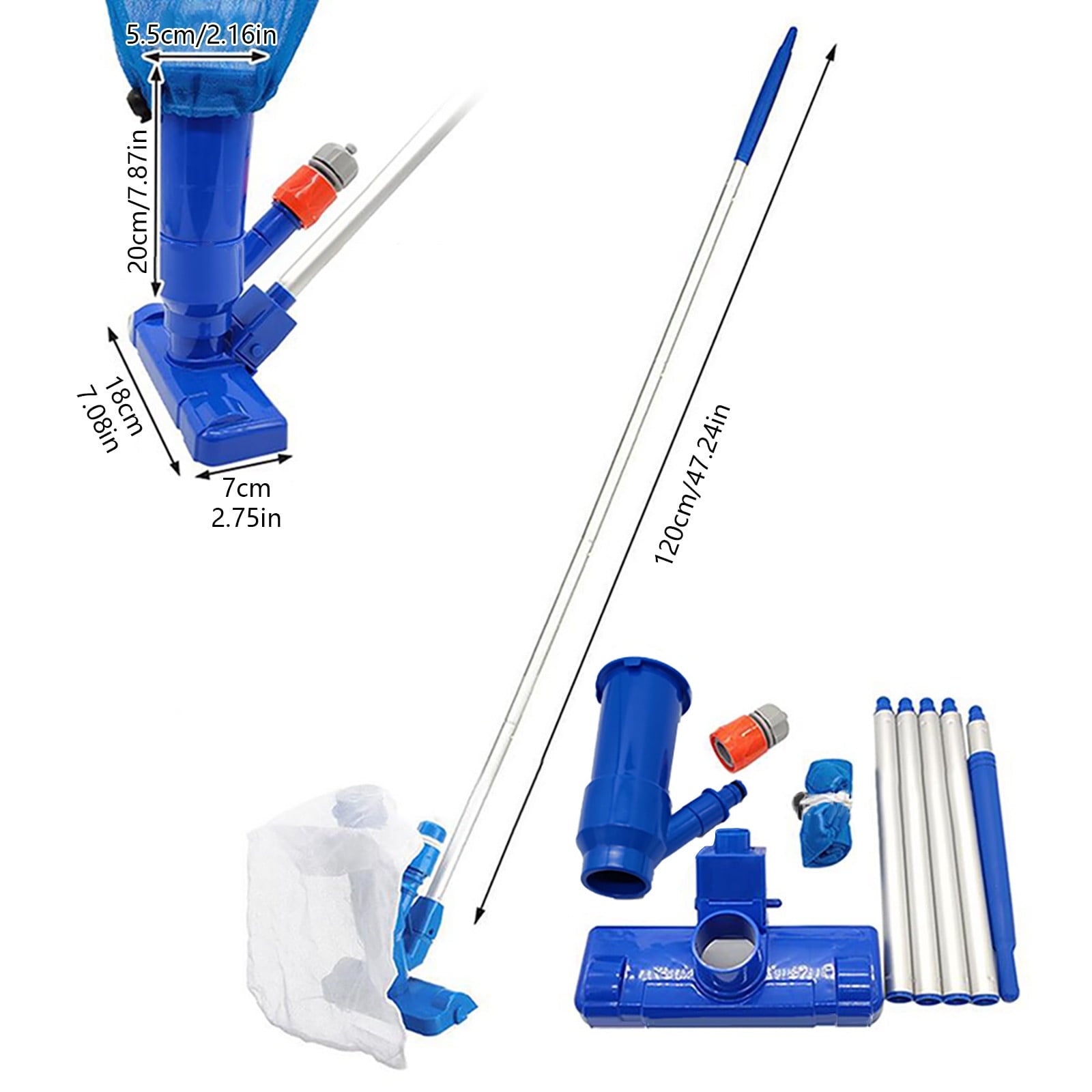 YATLTE Portable Pool Vacuum, Pool Vacuum for above Ground Pool, Cordless Handheld Pool Vacuum w/Telescopic Pole, Swimming Pool Jet Cleaner for above Ground Pool, Inflatable Pool, Ponds & Fountains
