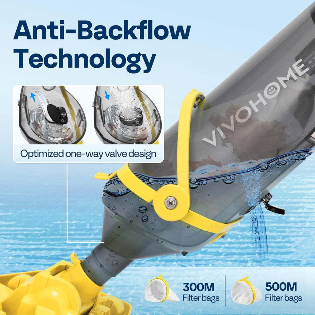 SPECSTAR Cordless Pool Vacuum with Telescopic Pole, Powerful Suction up to 18.5 GPM, 60 Mins Running Time, Handheld Rechargeable Swimming Pool Cleaner for Pools/Spas/Hot Tubs, Yellow