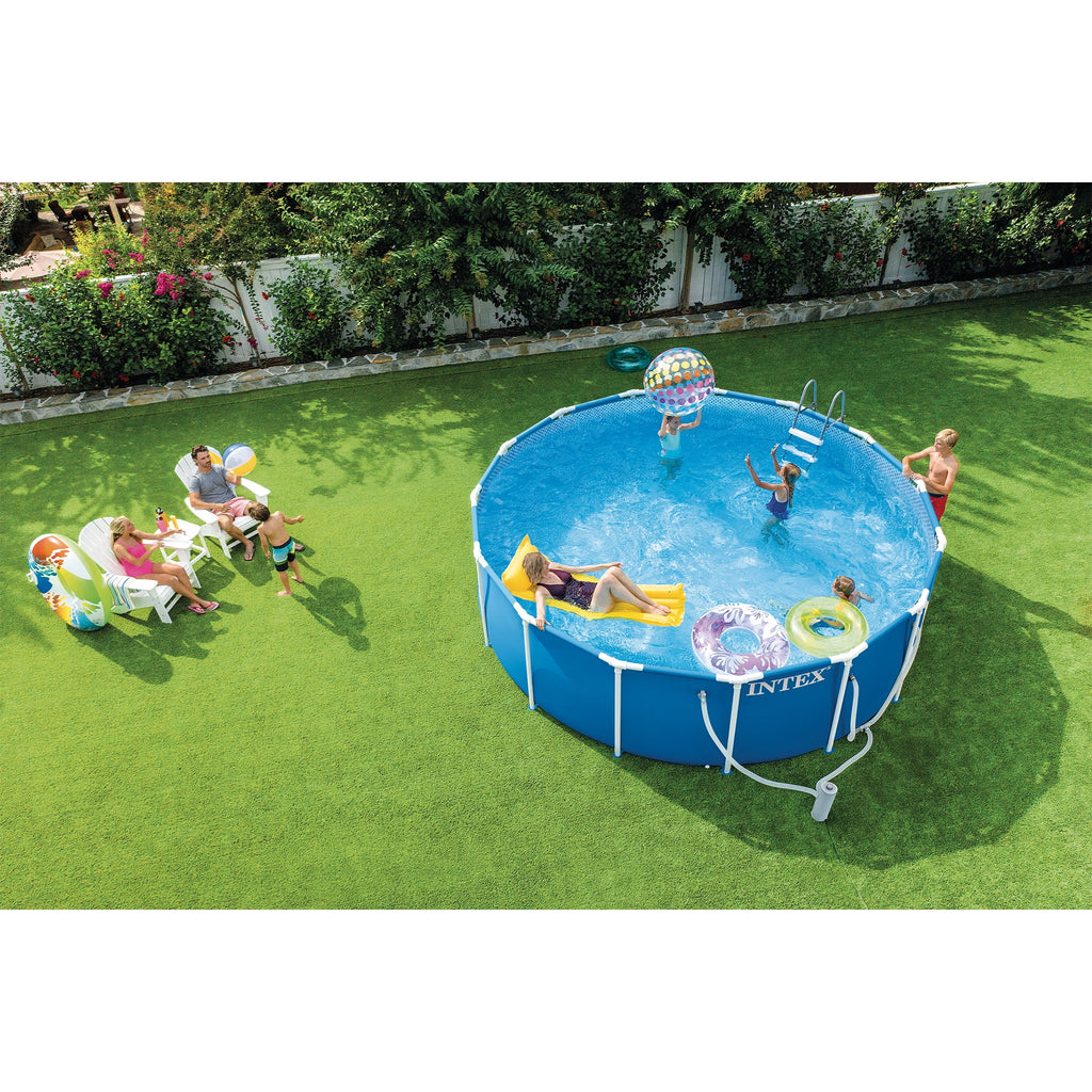 INTEX Metal Frame 10ft x 30in Above Ground Swimming Pool Set w/ Filter Pump