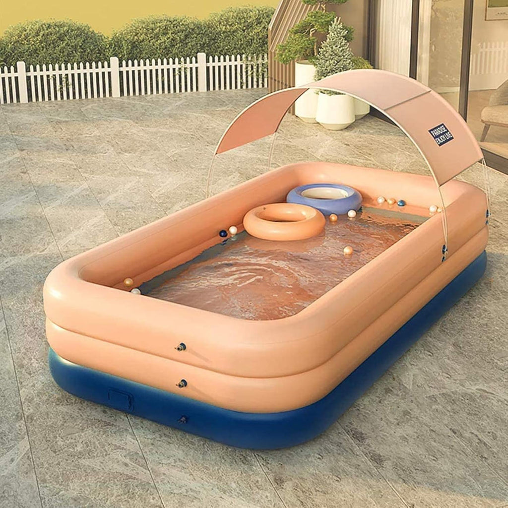 YUEWO Foldable PVC Swimming Pool Hard Plastic Shell Portable Swimming Pool for Adults Blow Up Pool for Family Garden Backyard (2.6m/102in,Pink)
