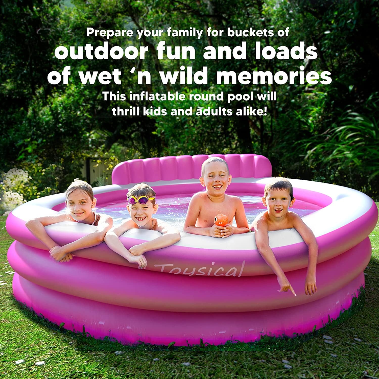 Toysical Inflatable Pool with Air Pump - 118 x 72 x 22” Above Ground Pool, Swimming Pools for Kids and Adults and The Entire Family ,More Durable Than Other Blow Up Pools , Includes Patches