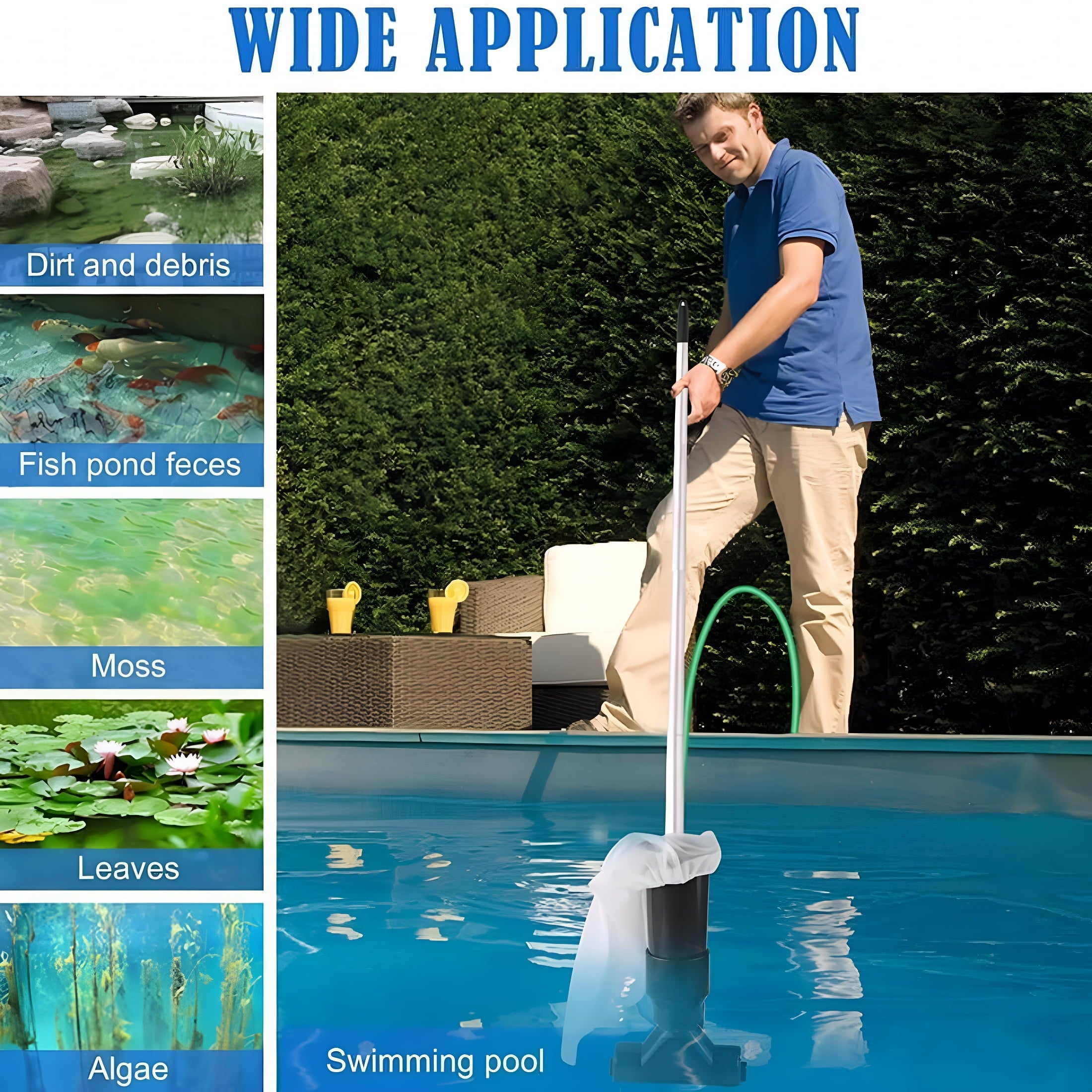 HIBIBUD 2026 New Portable Swimming Pool Vacuum for Above Ground Pools Spa Pond Fountain Hot Tub Underwater Cleaner with Leaf Vacuum Suction Head Section Pole Handheld