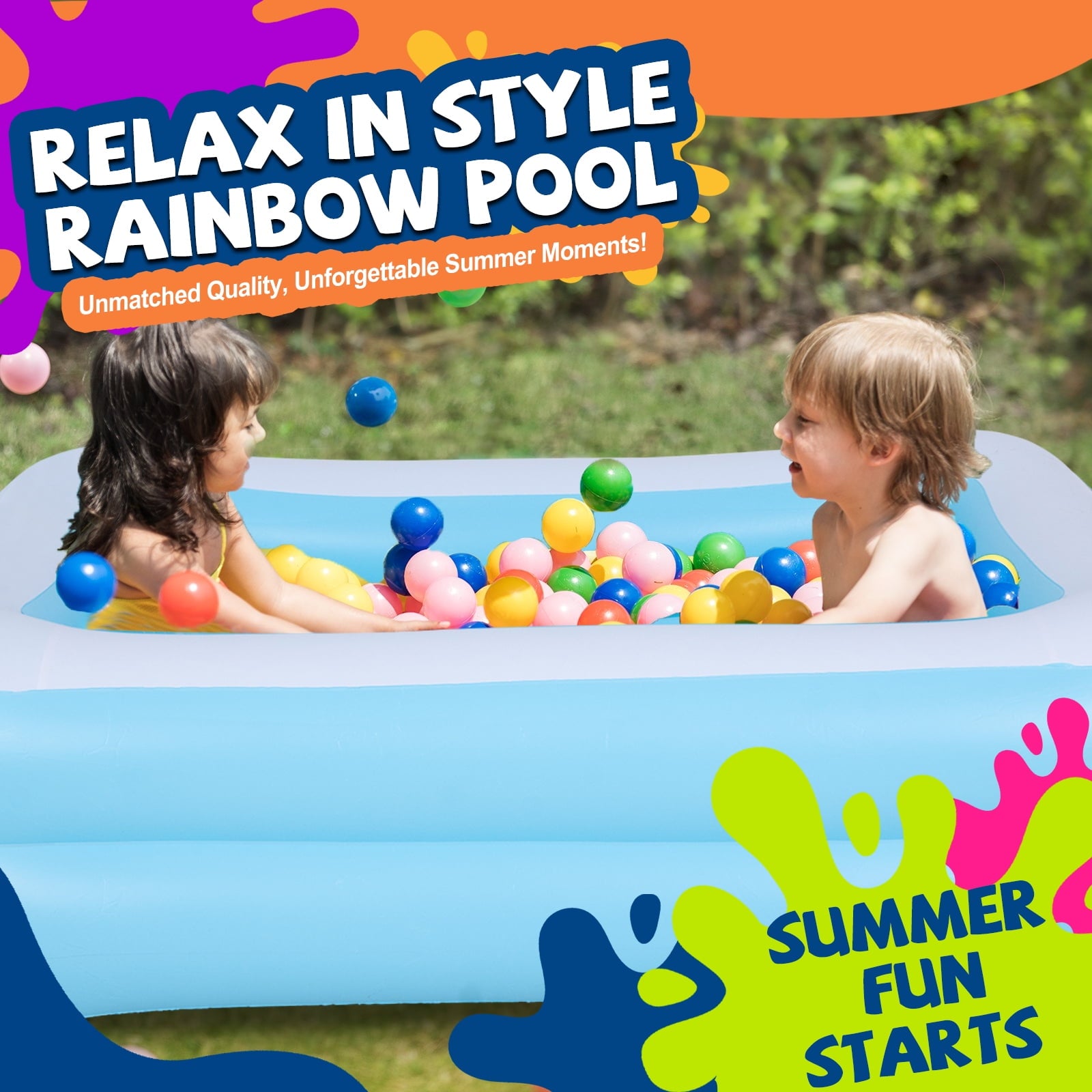 Honeydrill Inflatable Swimming Pools for Kids and Adults, 43 x 34.5 x 13 Blow Up Pool for Backyard, Blue
