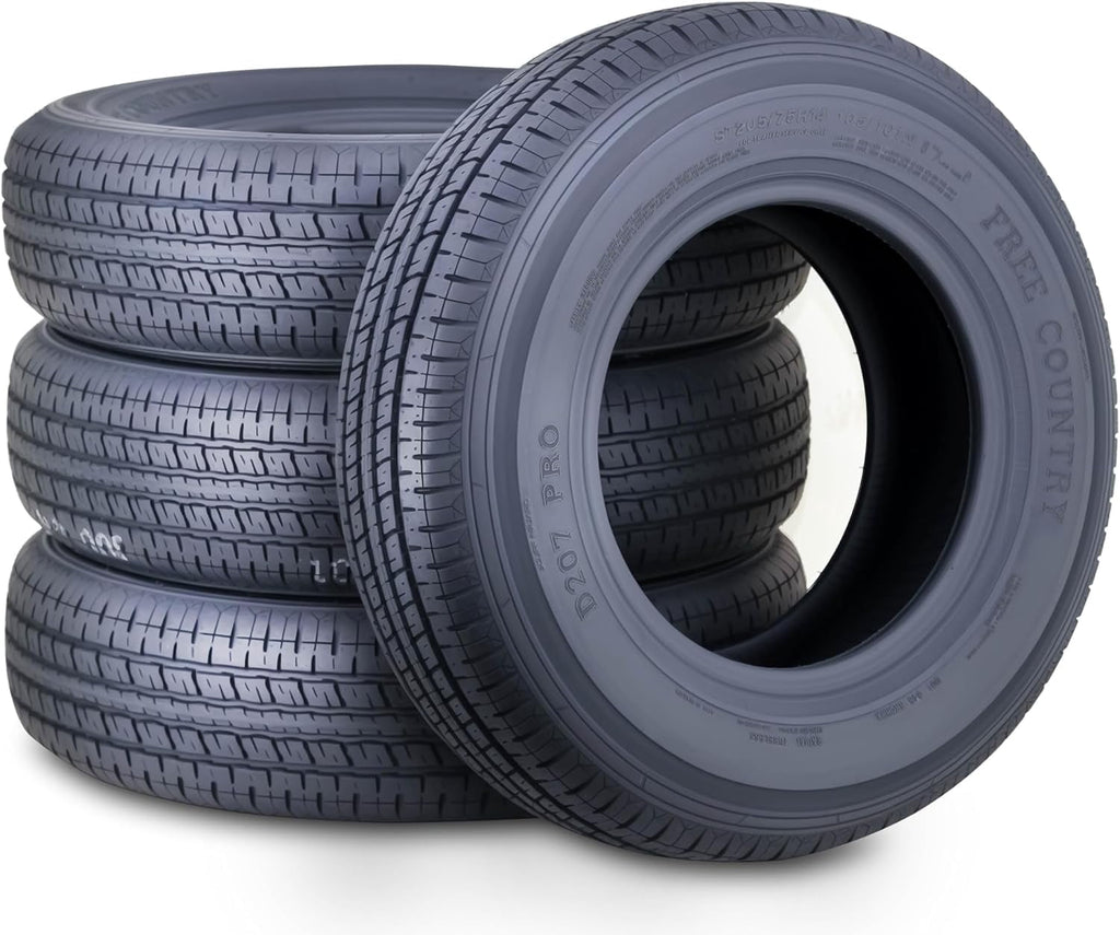 Free Country ST 205/75R15 8 Ply /Load Range D w/Scuff Guard Trailer Tires, Set of 4