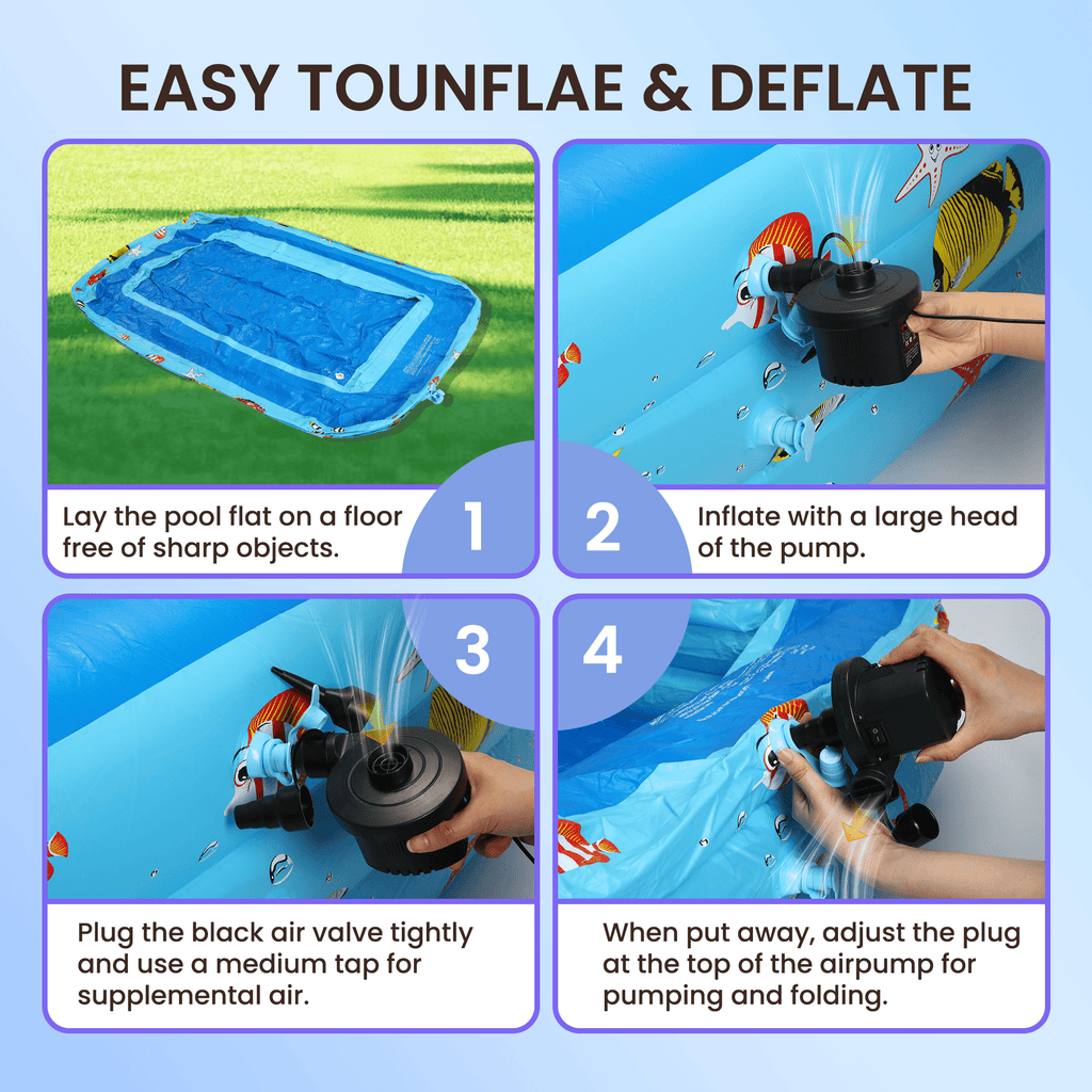 GVDV Inflatable Pool, 9.83 x 6 x 1.83 ft Family Swimming Pools for Kids, Toddlers, Infant, Adult, Rectangular, Thickened