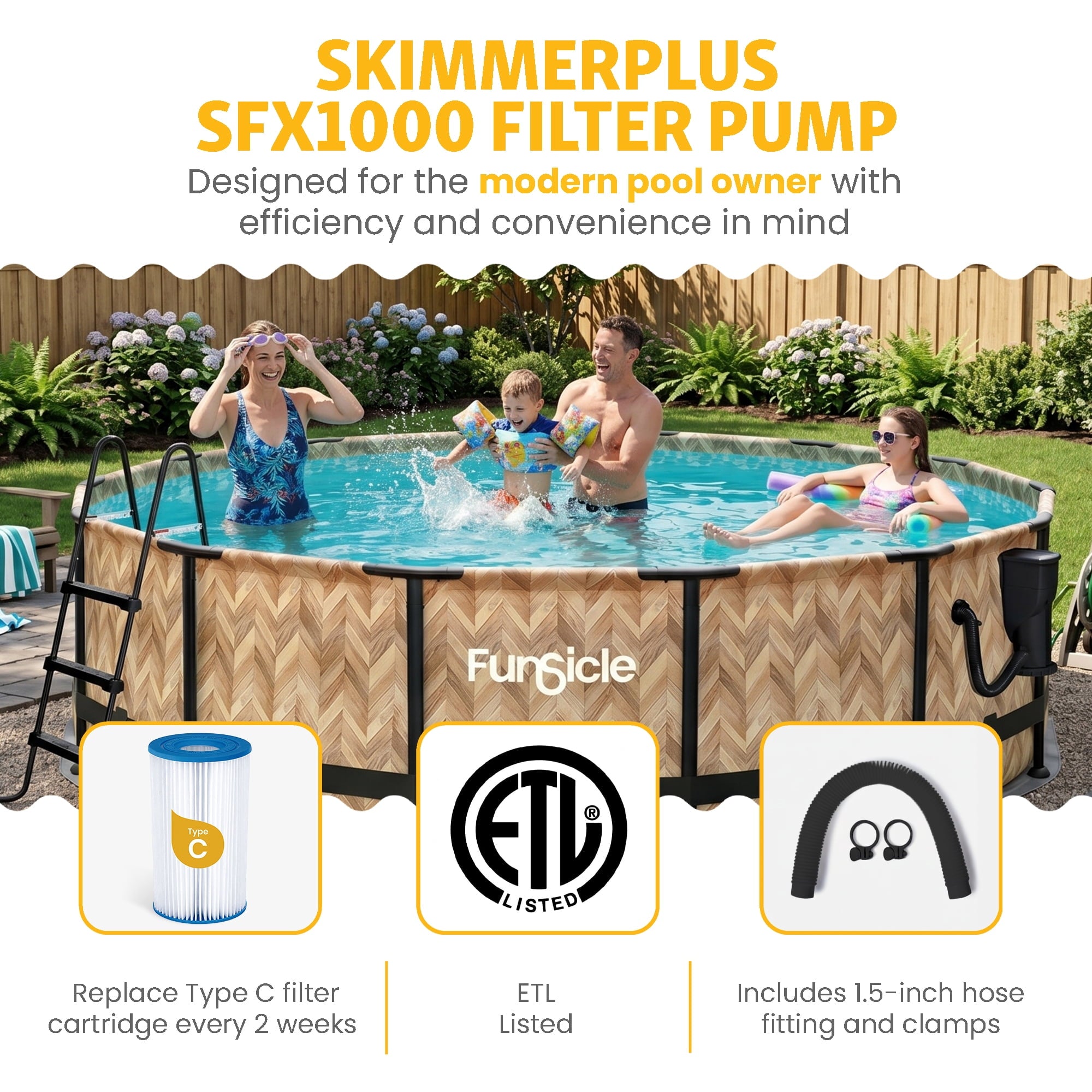 Funsicle 14' x 42 Oasis Above Ground Pool Set with Pump, Round Frame - Cool Gray