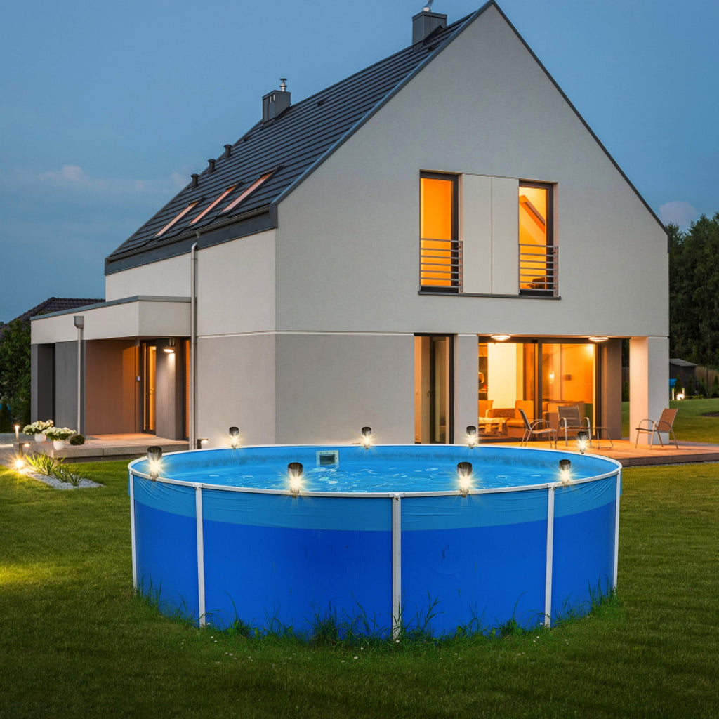 Solar LED Pool Lights for Framed Above Ground Pools, Warm White Outdoor Waterproof LED Lights with Ties, for Pool Fence Decoration Pool Enclosure Lighting